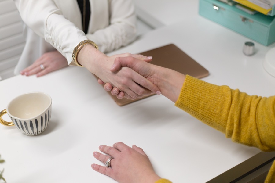Handshake over a signed agreement