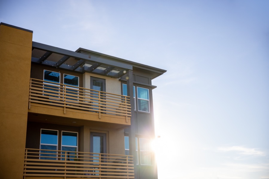 Residential building in the late afternoon