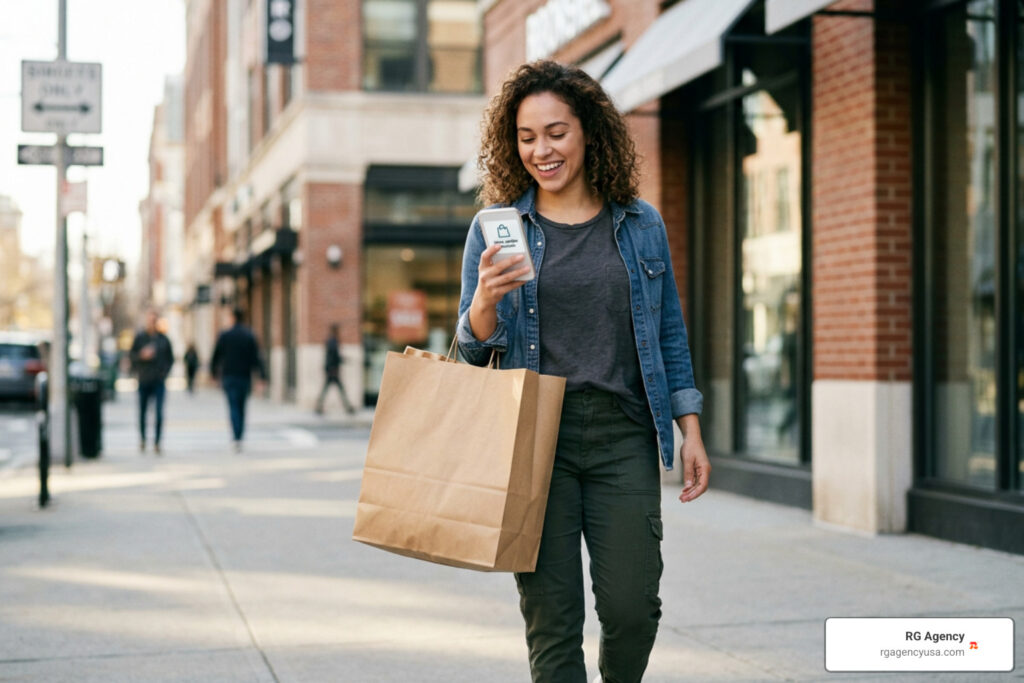 Mobile commerce customer receiving real-time store update